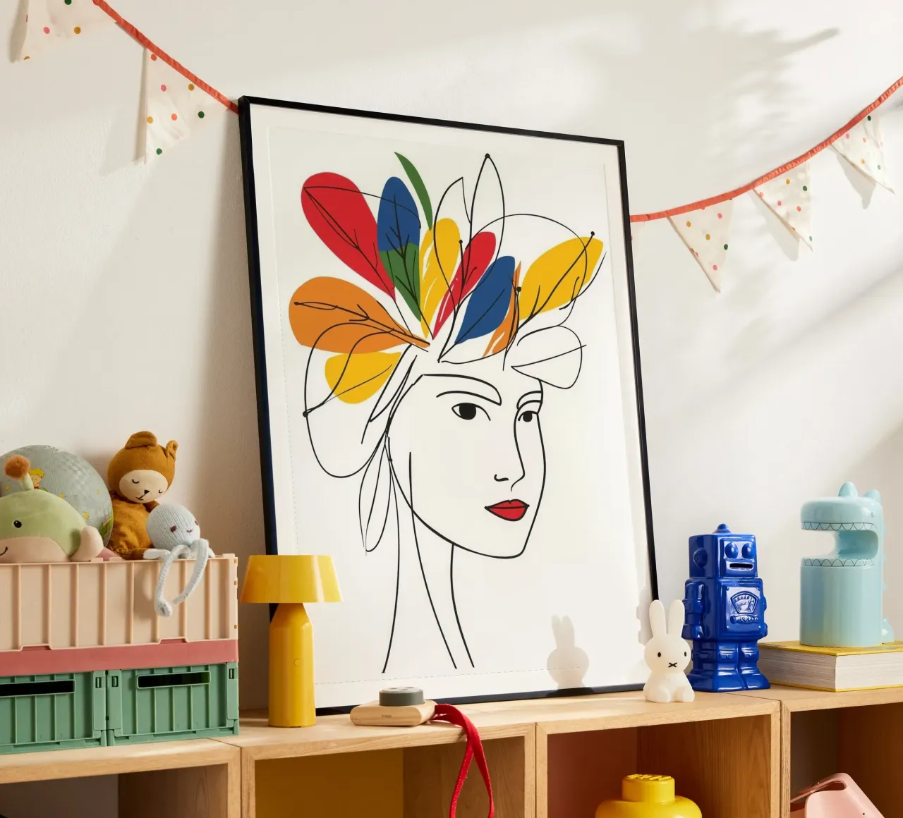 Portrait de femme léger comme une plume | dessin à la main poster avec cadre en aluminium de Autofocus
