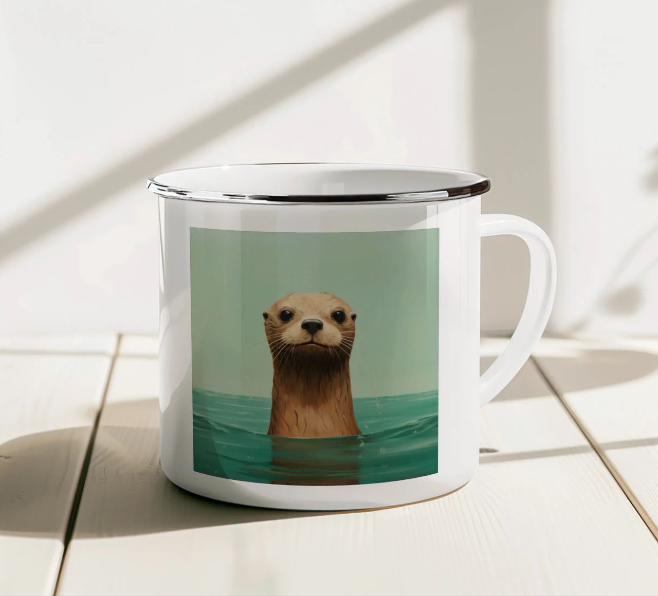 Lontra minima 2 tazza in smalto da Minimal Animal Art
