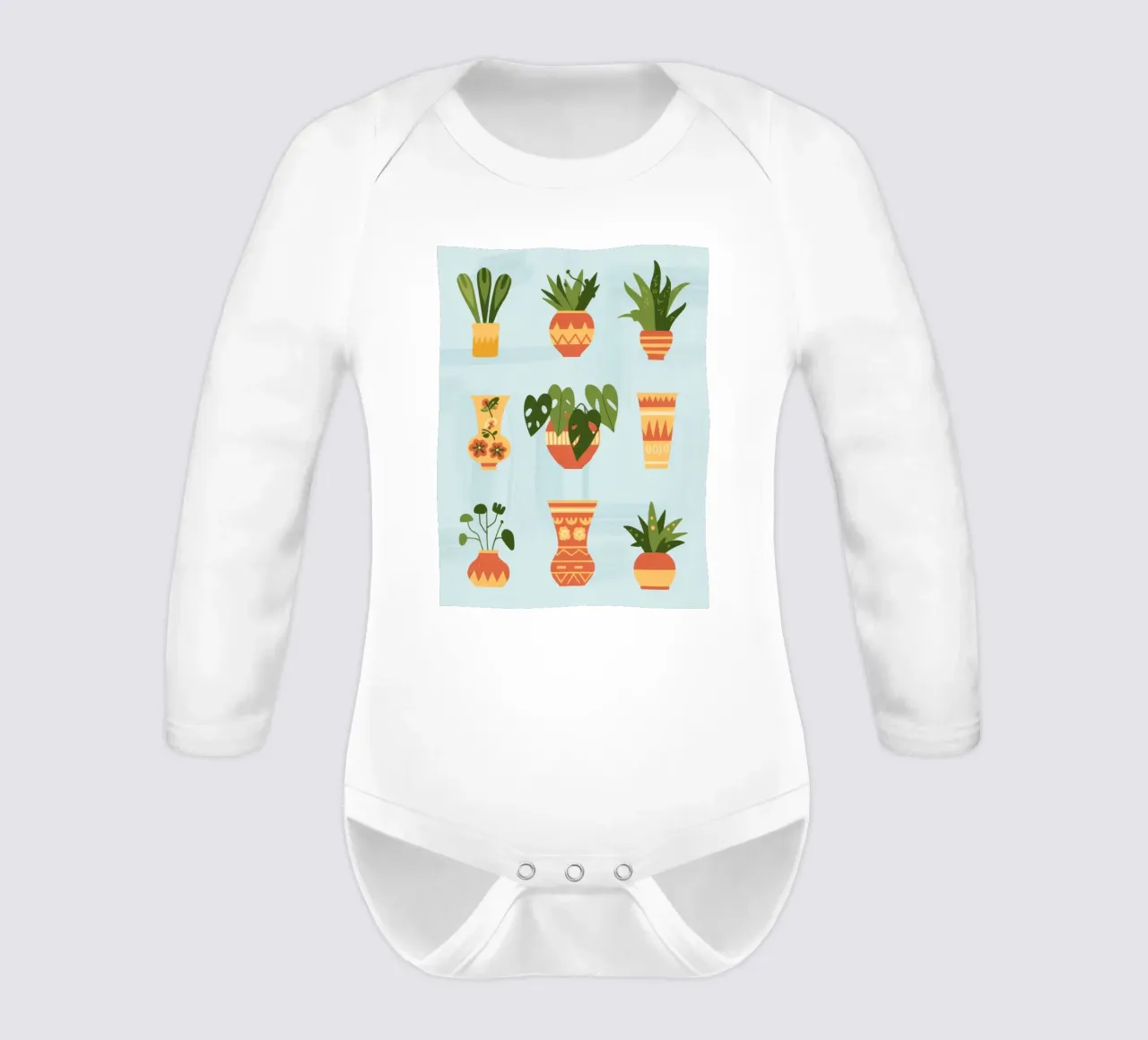 Potted Harmony long-sleeve baby romper by Artie Shifa