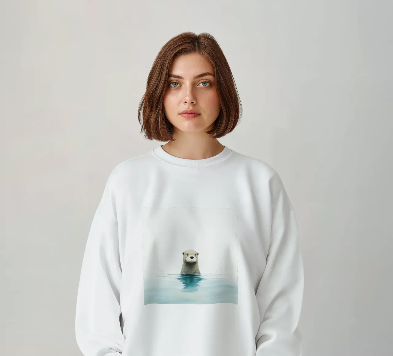 Minimal Otter 3 sweatshirt by Minimal Animal Art