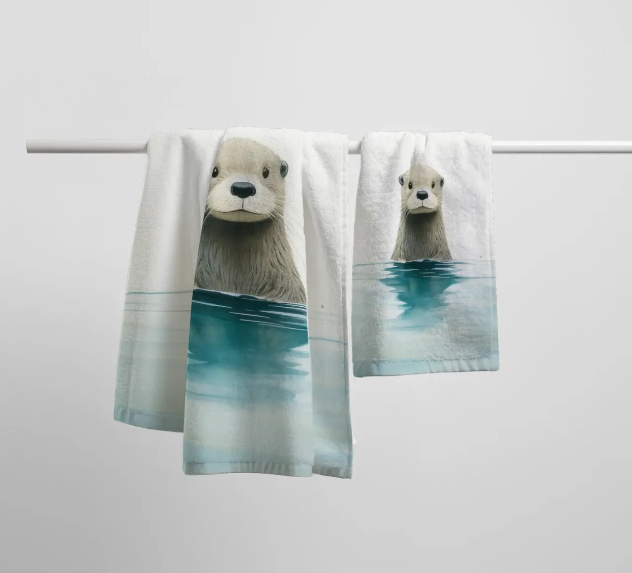 Minimal Otter 3 towel by Minimal Animal Art