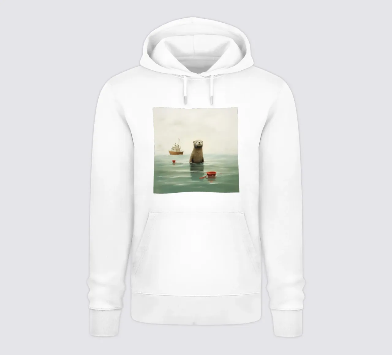 Lontra minima 4 felpa con cappuccio da Minimal Animal Art