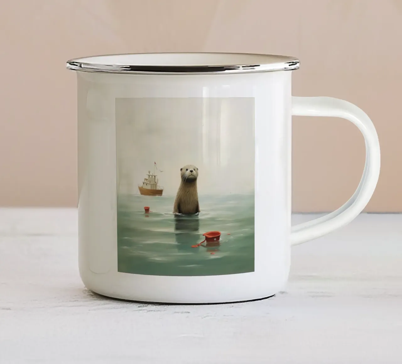 Lontra minima 4 tazza in smalto da Minimal Animal Art