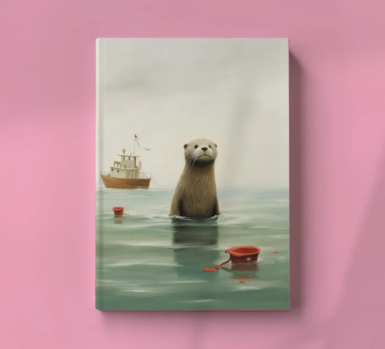 Minimal Otter 4 notebook by Minimal Animal Art