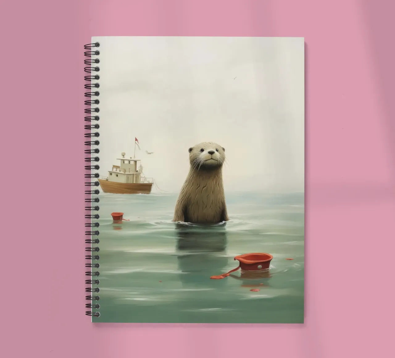 Minimal Otter 4 spiral notebook by Minimal Animal Art
