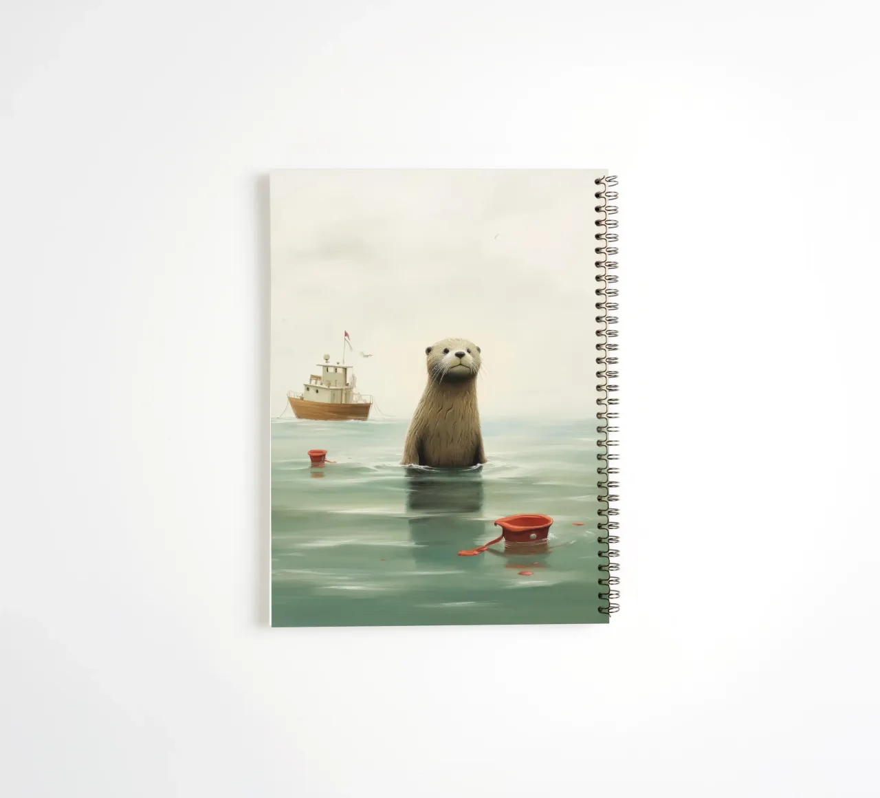 Minimal Otter 4 spiral notebook by Minimal Animal Art