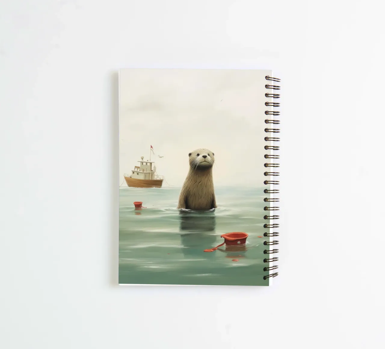 Minimal Otter 4 spiral notebook by Minimal Animal Art