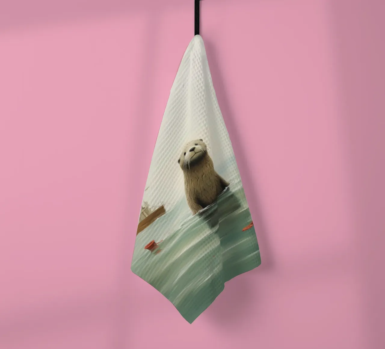 Minimal Otter 4 tea towel by Minimal Animal Art