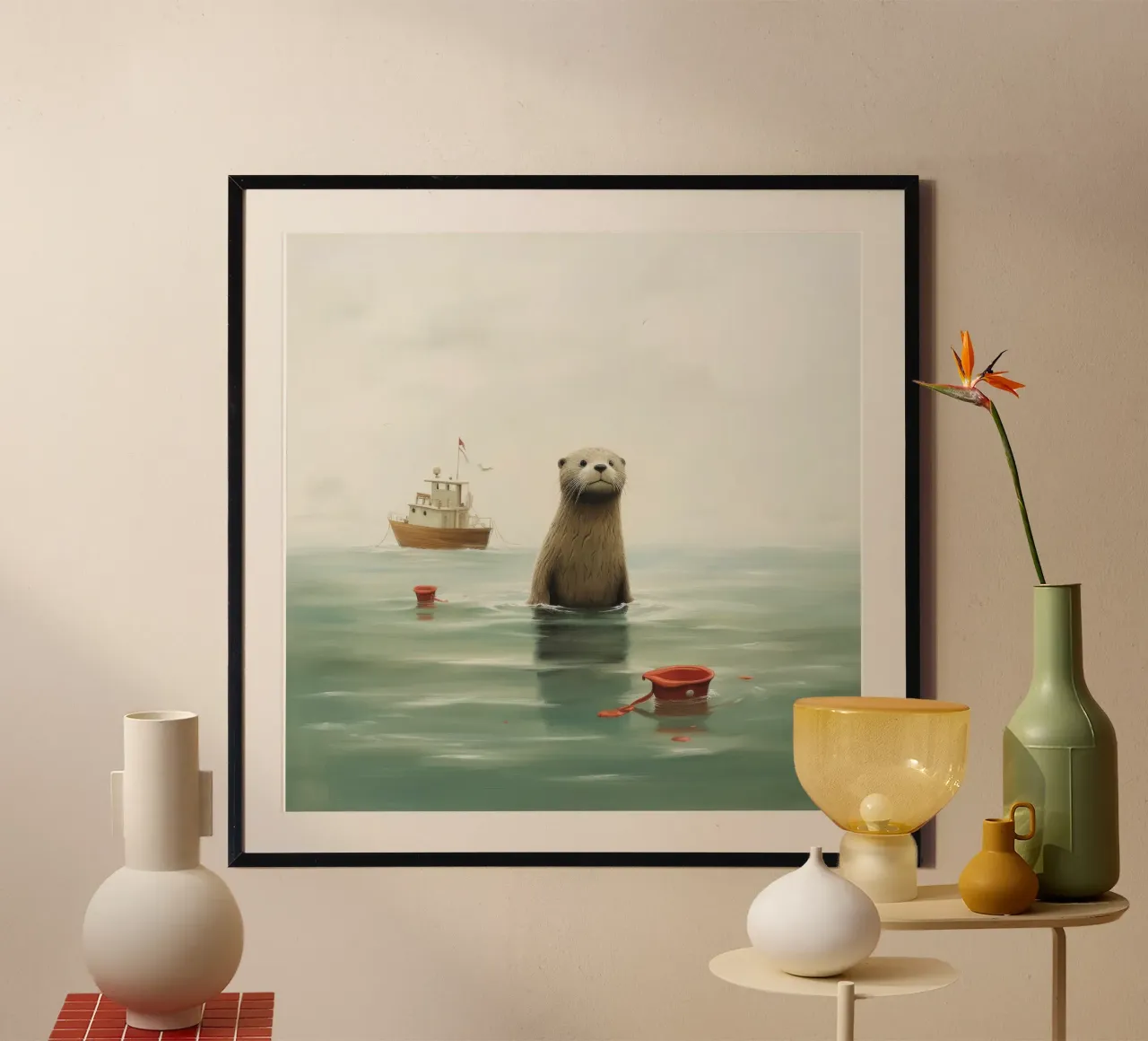 Minimo Otter poster da Minimal Animal Art