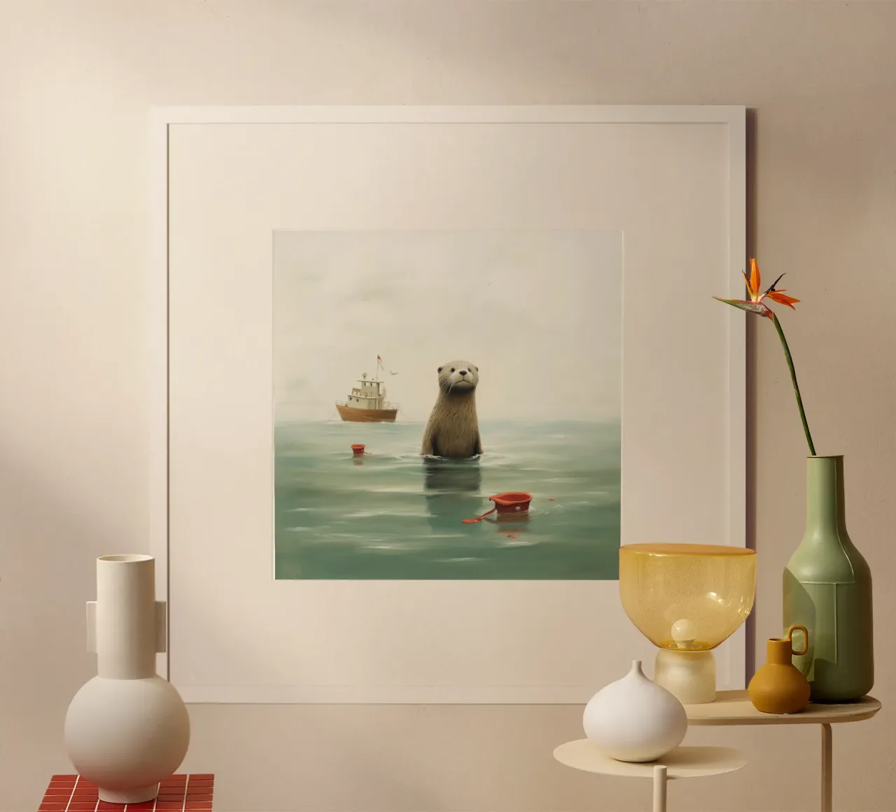 Minimo Otter poster da Minimal Animal Art