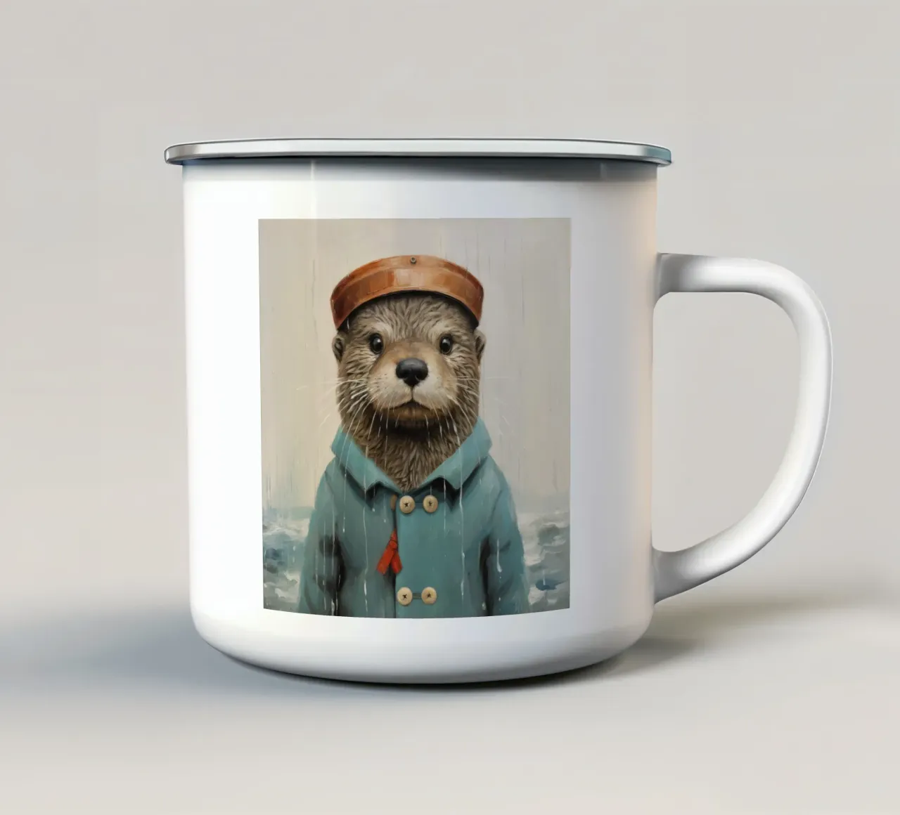 Lontra minima 1 tazza in smalto da Minimal Animal Art