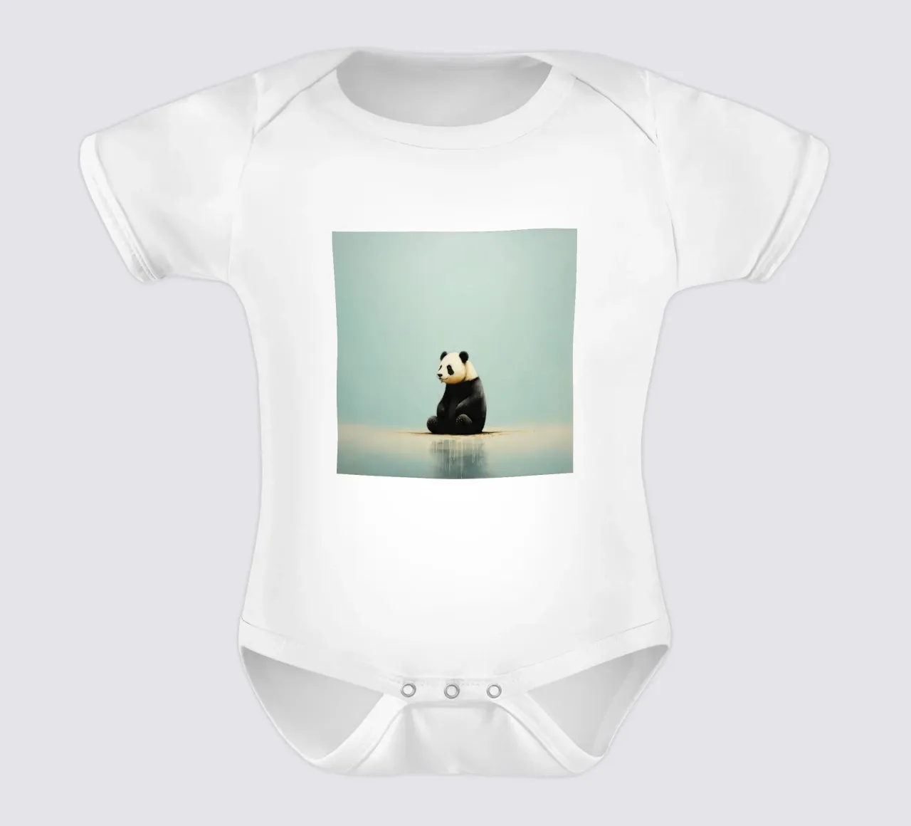 Panda minimale 3 body neonato maniche corte da Minimal Animal Art