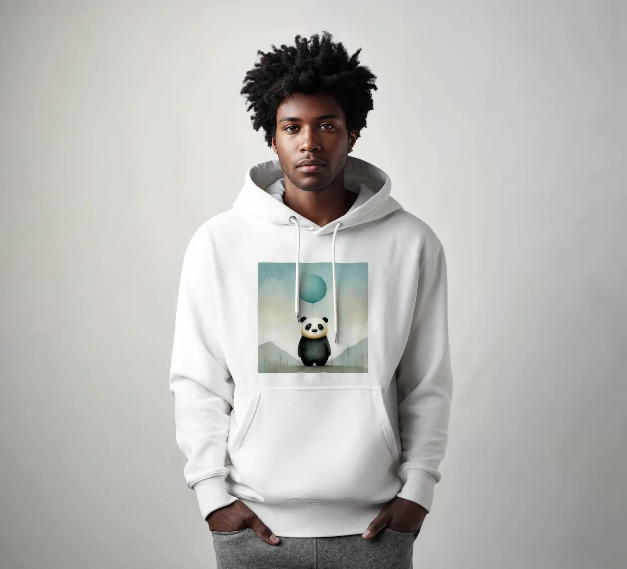 Panda minimale 4 felpa con cappuccio da Minimal Animal Art