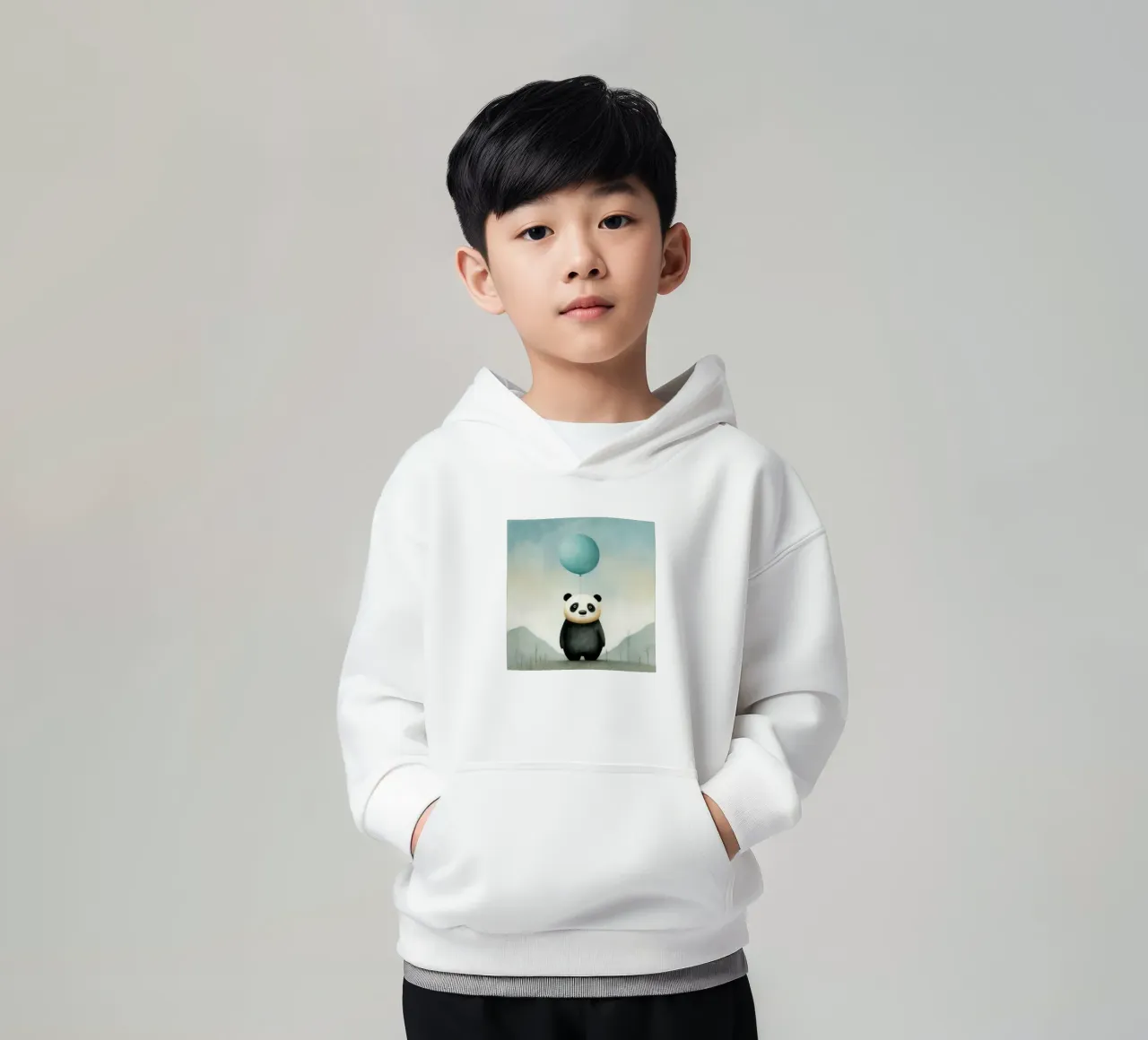 Panda minimale 4 felpa bambino con cappuccio da Minimal Animal Art