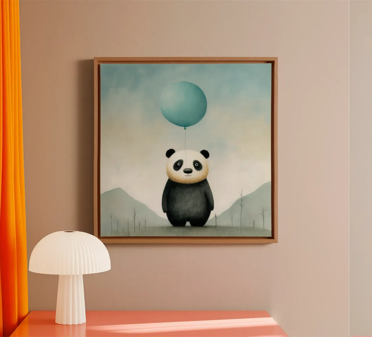 Panda minimale 4 tela con Cornice a cassetta da Minimal Animal Art