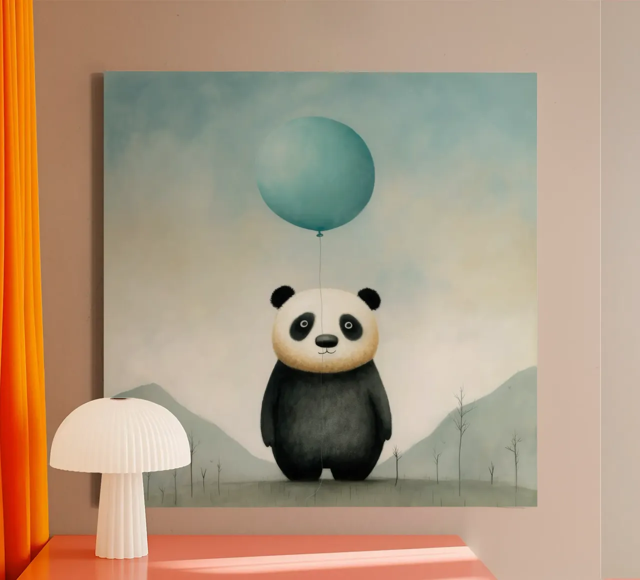 Panda minimale 4 tela con Cornice a cassetta da Minimal Animal Art