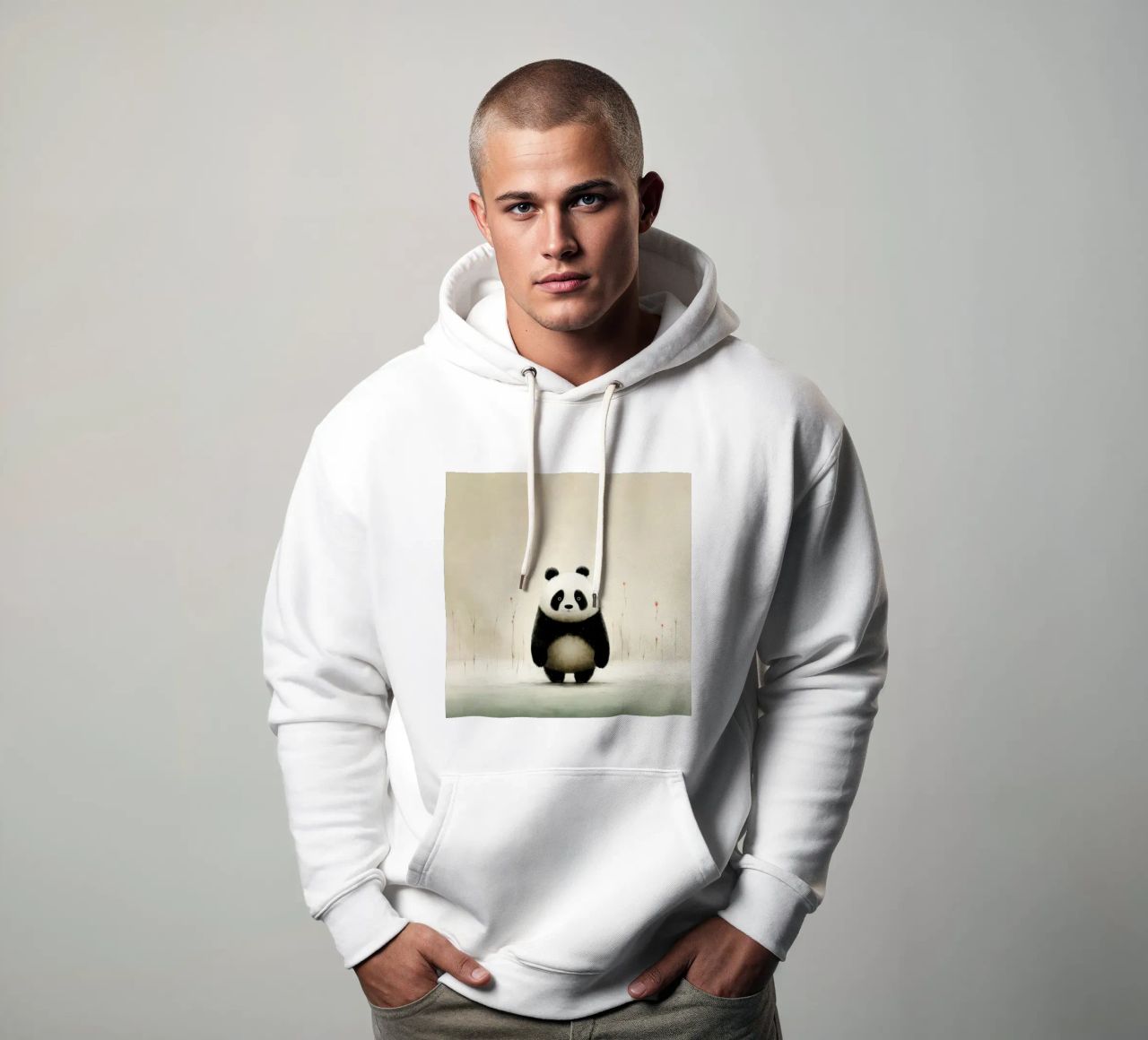 Panda minimale 1 felpa con cappuccio da Minimal Animal Art