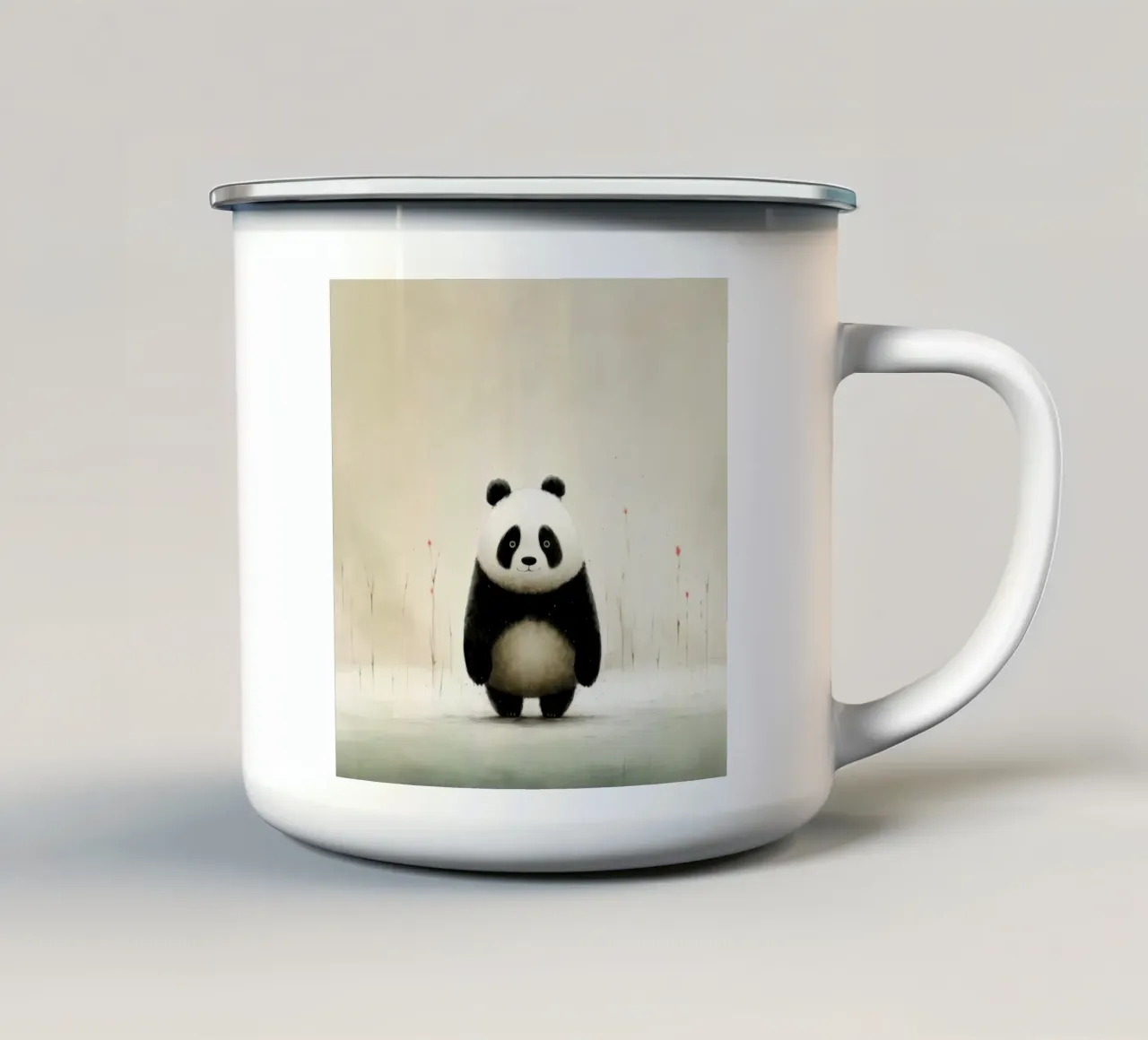 Minimal Panda 1 Emaille Tasse von Minimal Animal Art