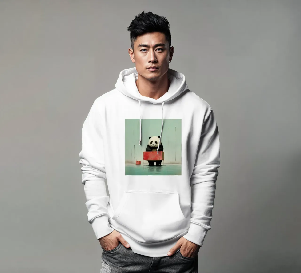 Orso panda minimale 2 felpa con cappuccio da Minimal Animal Art