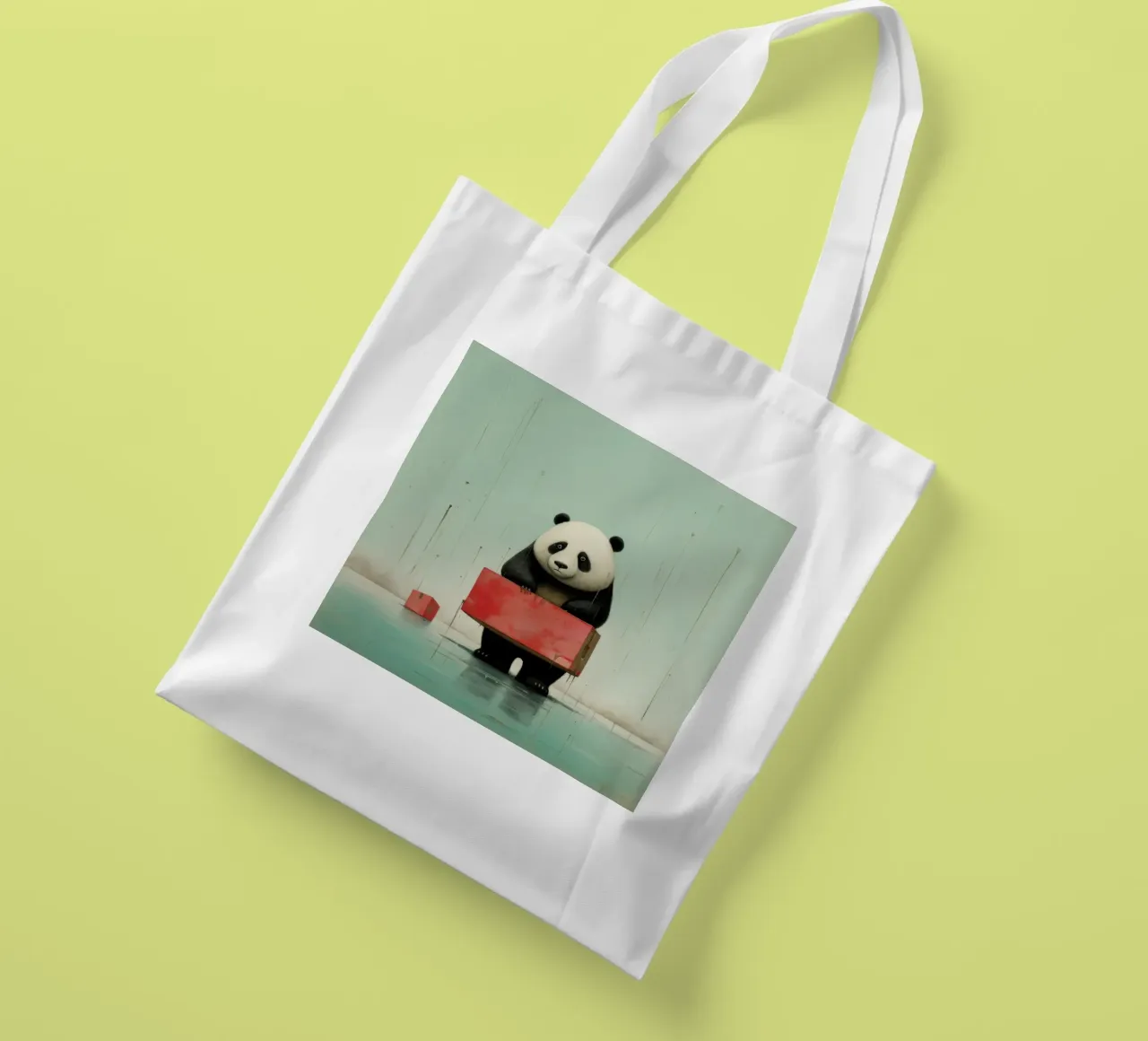 Orso panda minimale 2 borsa in juta da Minimal Animal Art