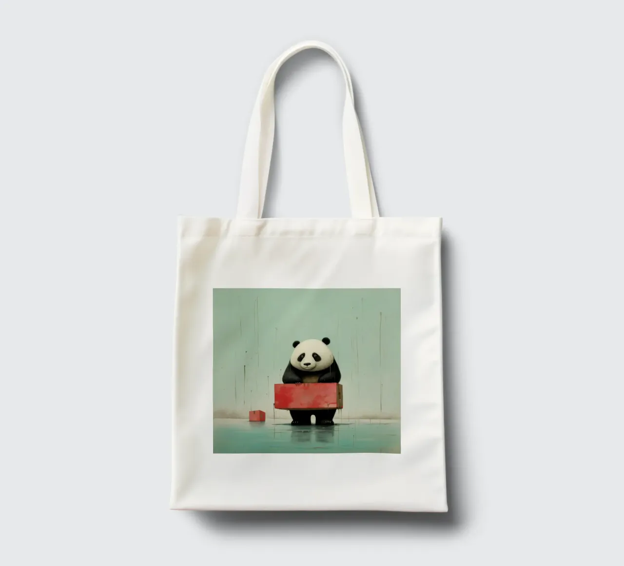 Orso panda minimale 2 borsa in juta da Minimal Animal Art