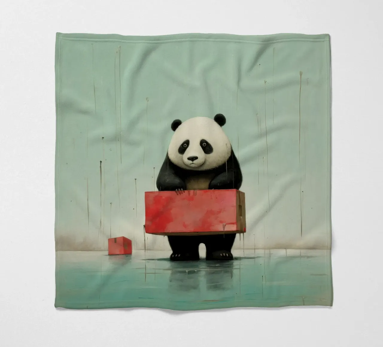 Orso panda minimale 2 coperta in pile da Minimal Animal Art
