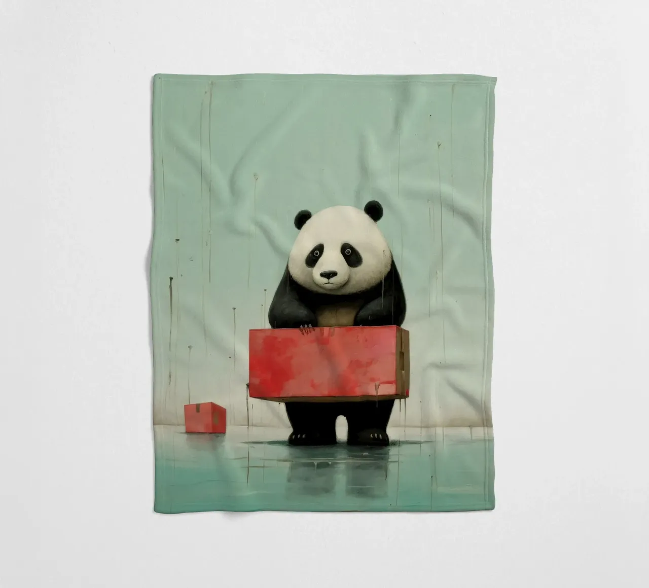 Orso panda minimale 2 coperta in pile da Minimal Animal Art
