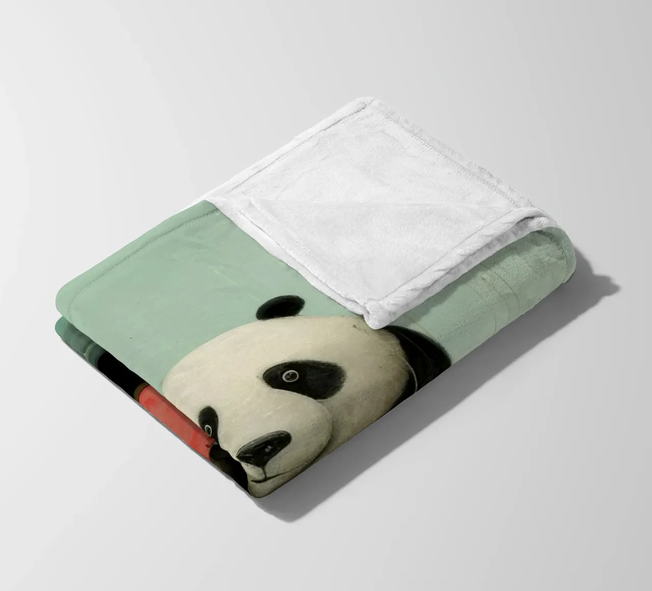 Orso panda minimale 2 coperta in pile da Minimal Animal Art