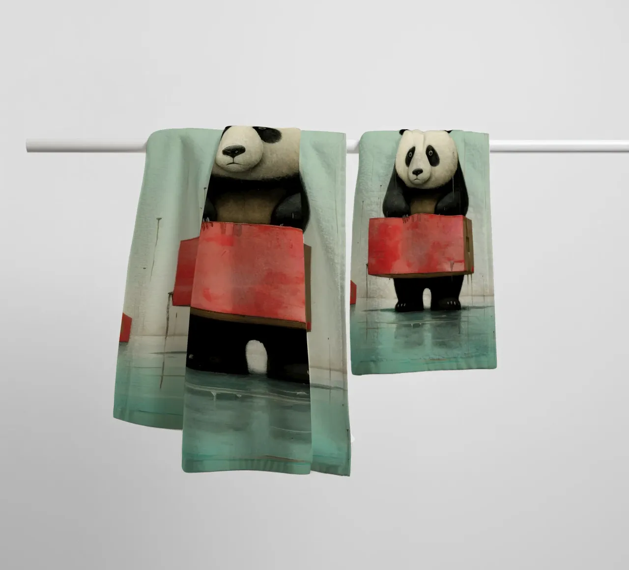 Orso panda minimale 2 asciugamano da bagno da Minimal Animal Art