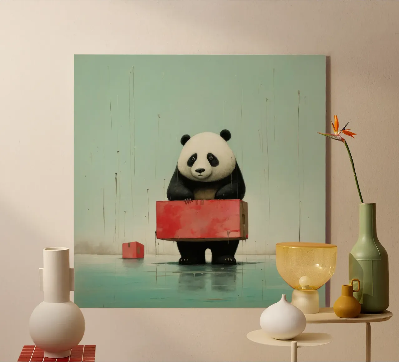 Orso panda minimale 2 plexiglass da Minimal Animal Art