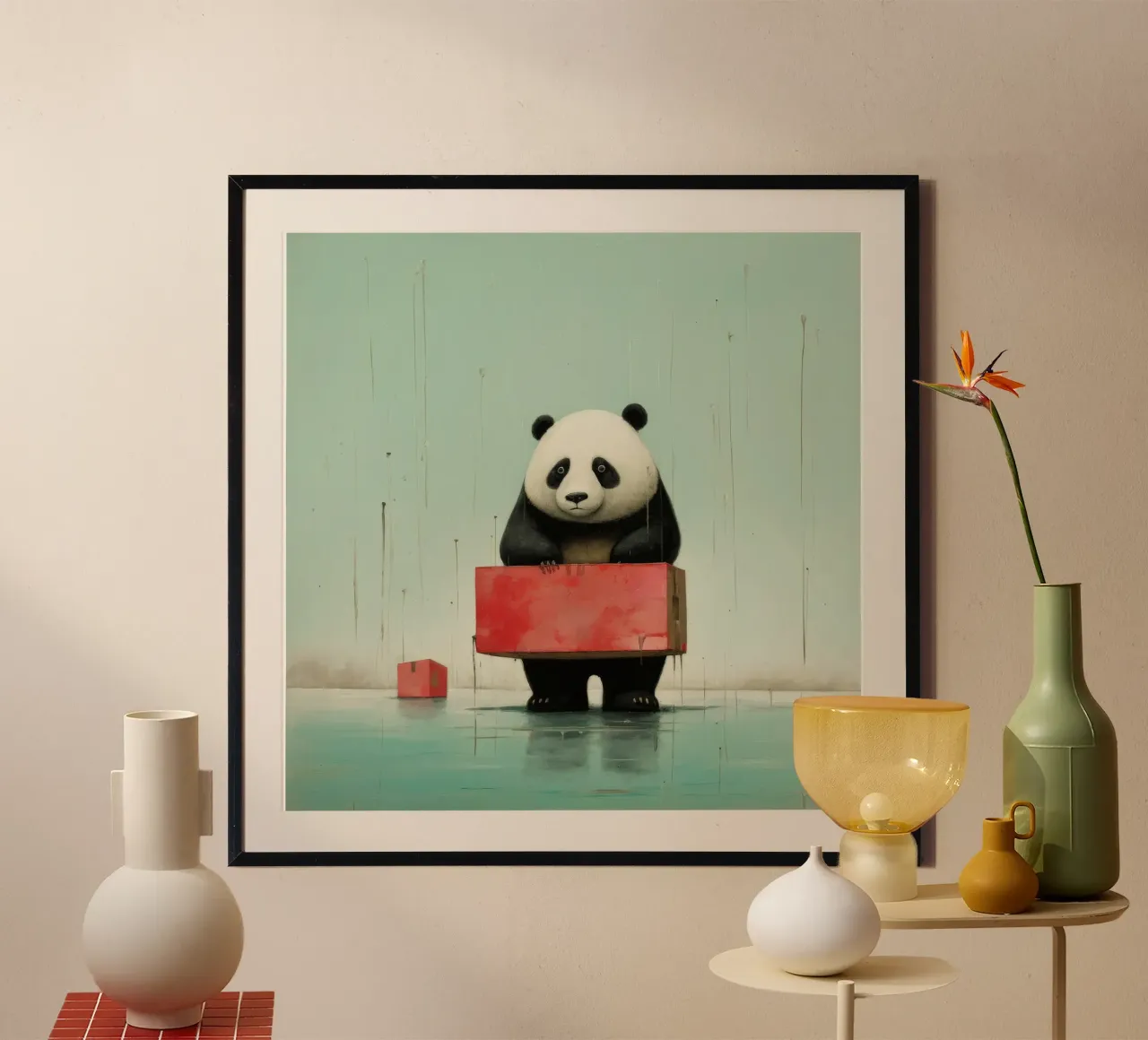 Orso panda minimale 2 poster da Minimal Animal Art