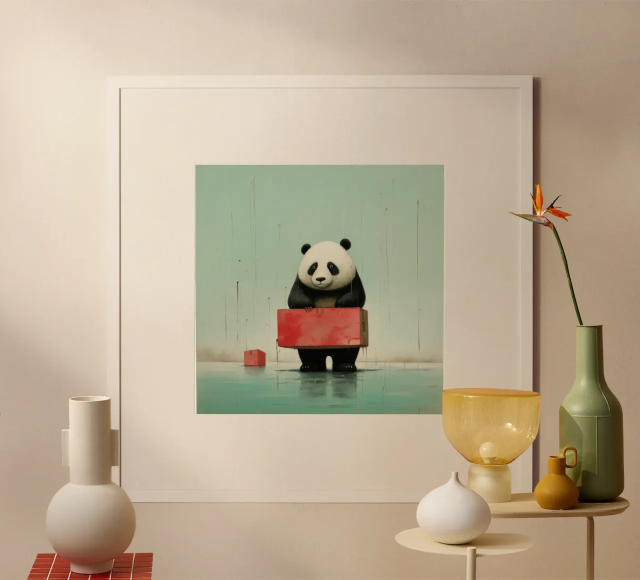Orso panda minimale 2 carta hahnemühle da Minimal Animal Art