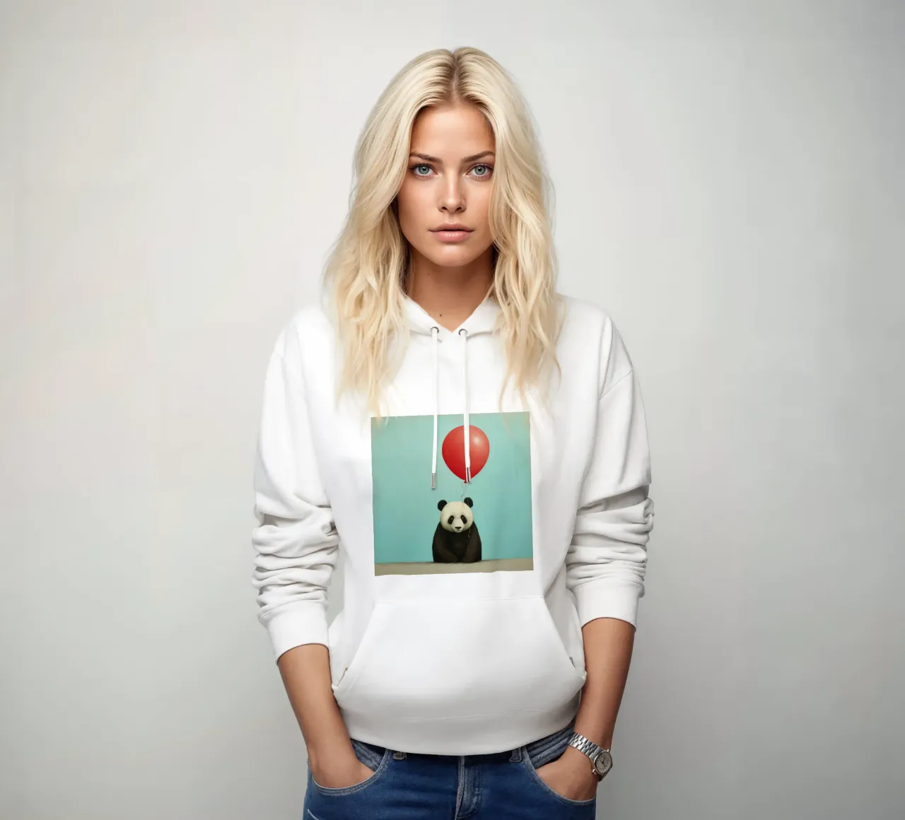 Orso panda minimale 3 felpa con cappuccio da Minimal Animal Art