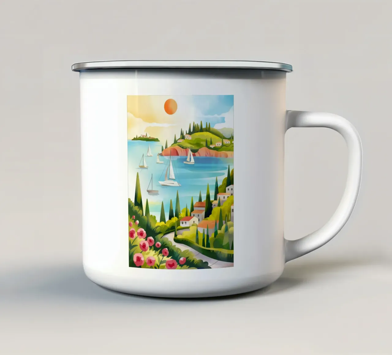 Serenità a vela tazza in smalto da Artie Shifa