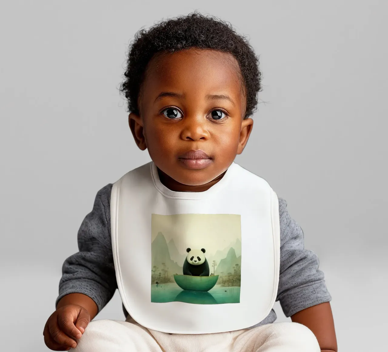 Orso panda minimale 4 bavaglino da Minimal Animal Art