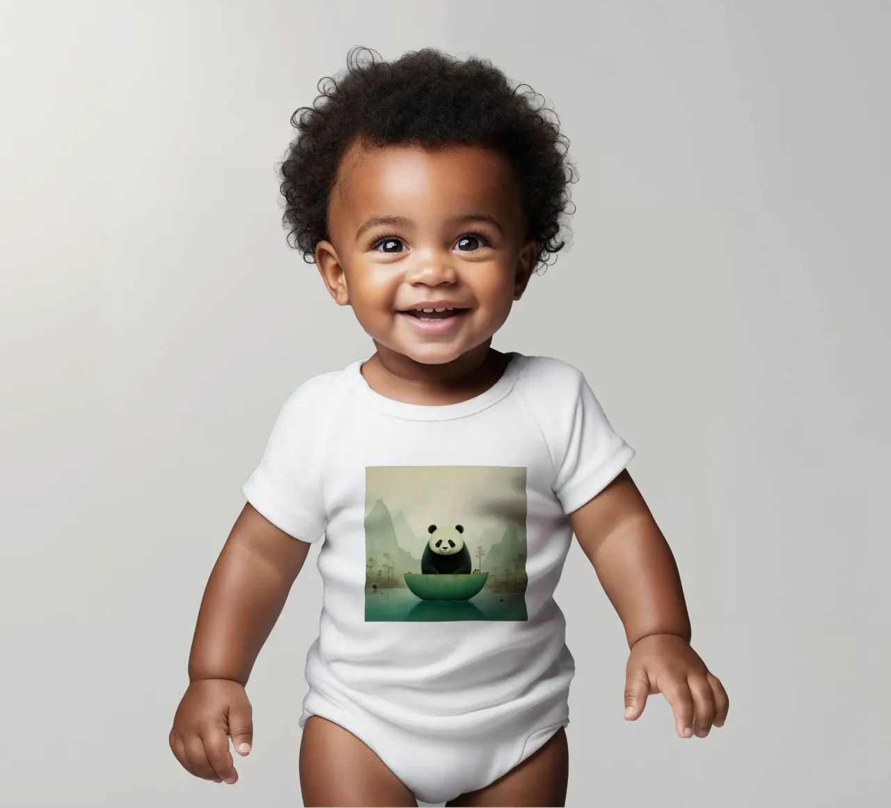 Minimal Pandabär 4 Kurzarm Babybody von Minimal Animal Art