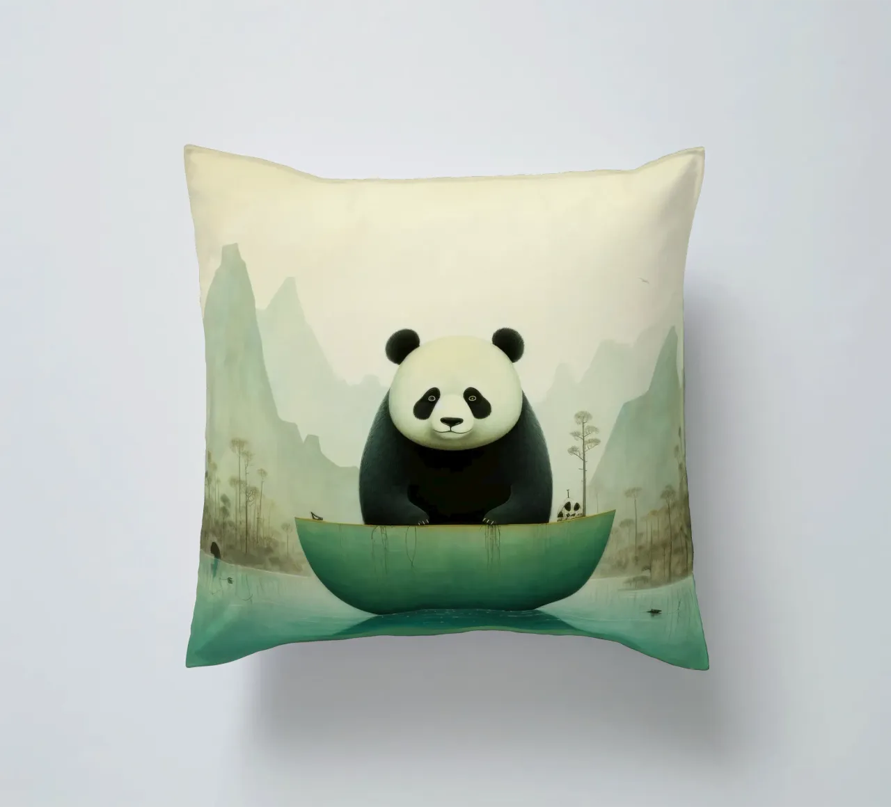 Orso panda minimale 4 cuscino da Minimal Animal Art