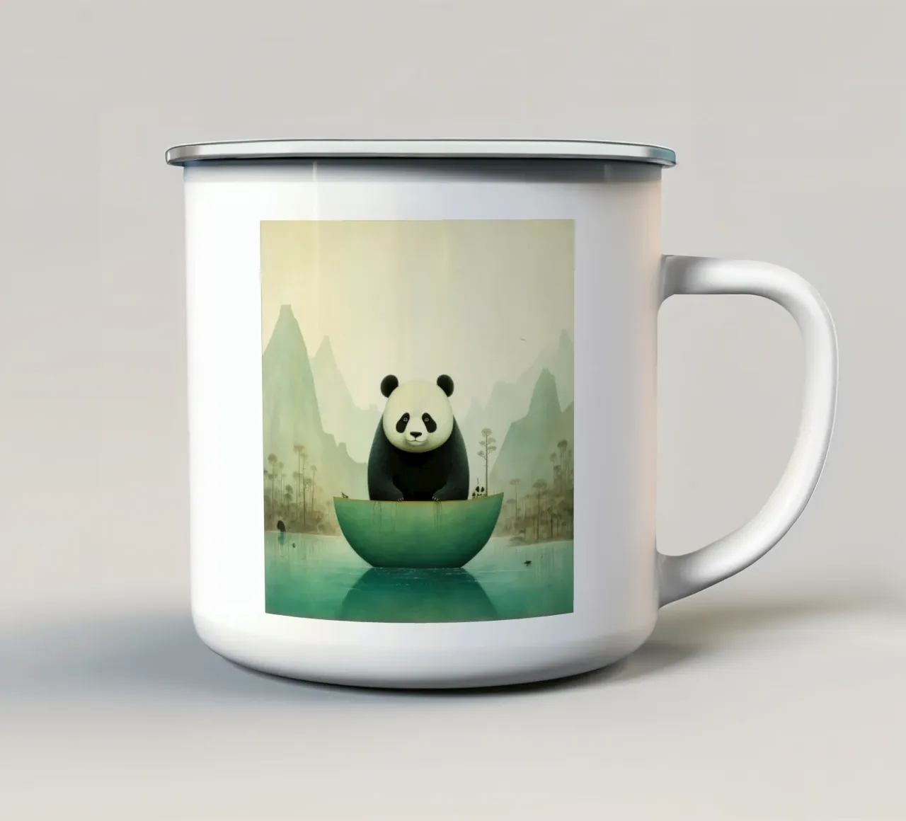 Orso panda minimale 4 tazza in smalto da Minimal Animal Art