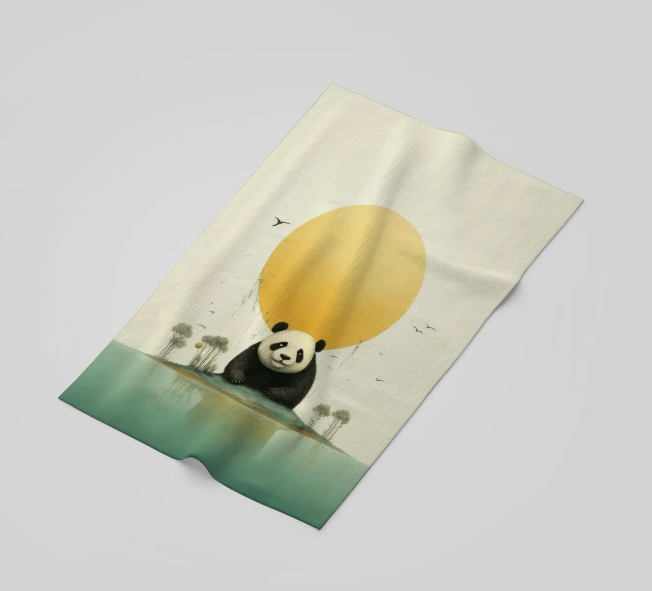 Orso panda minimale 1 telo mare da Minimal Animal Art