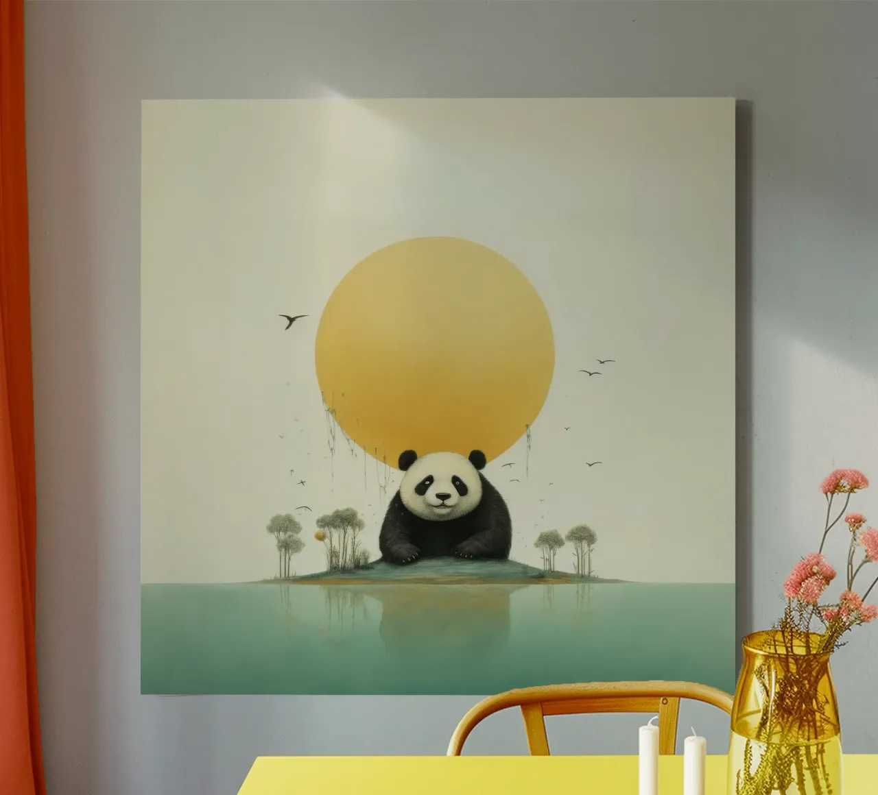Minimal pandabeer 1 canvas van Minimal Animal Art