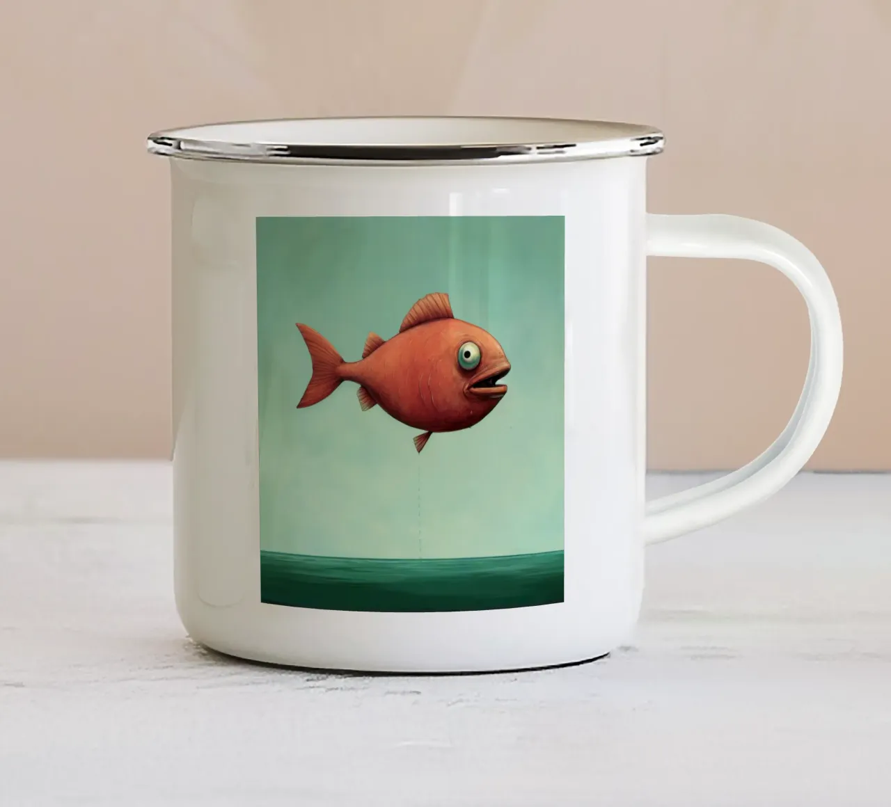 Minimal Piranha 2 tazza in smalto da Minimal Animal Art