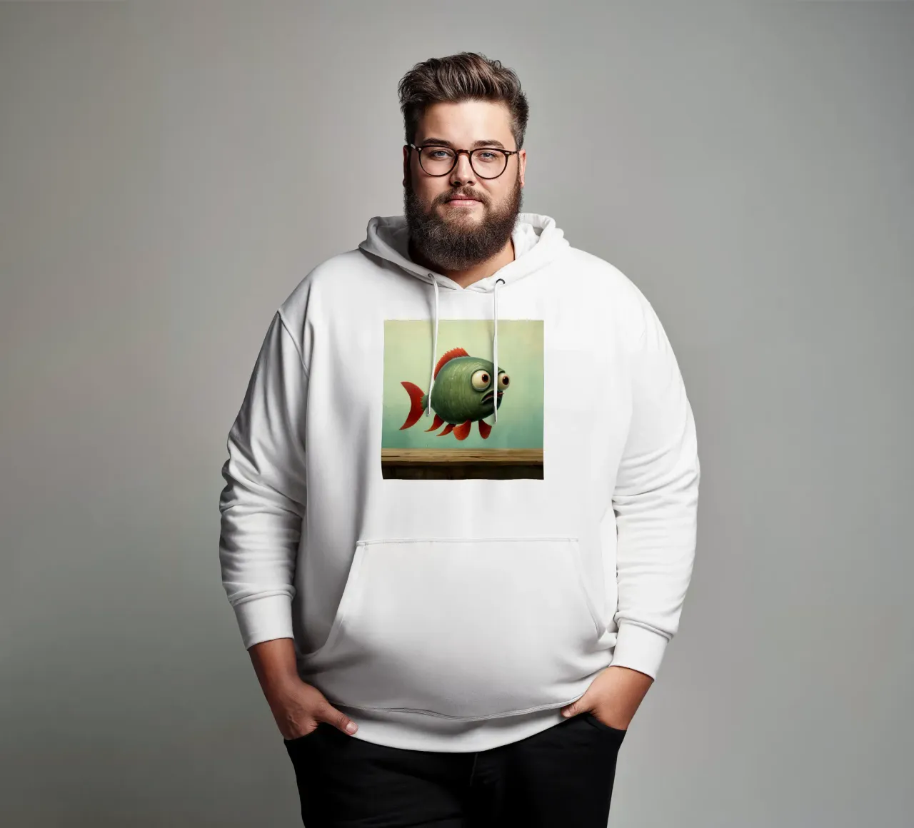 Piranha minimo 3 felpa con cappuccio da Minimal Animal Art