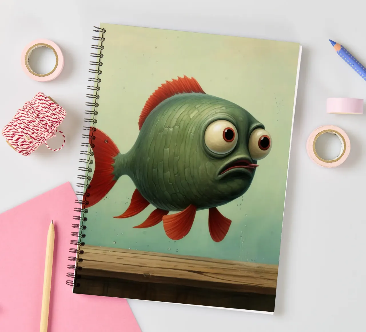 Minimal Piranha 3 spiral notebook by Minimal Animal Art