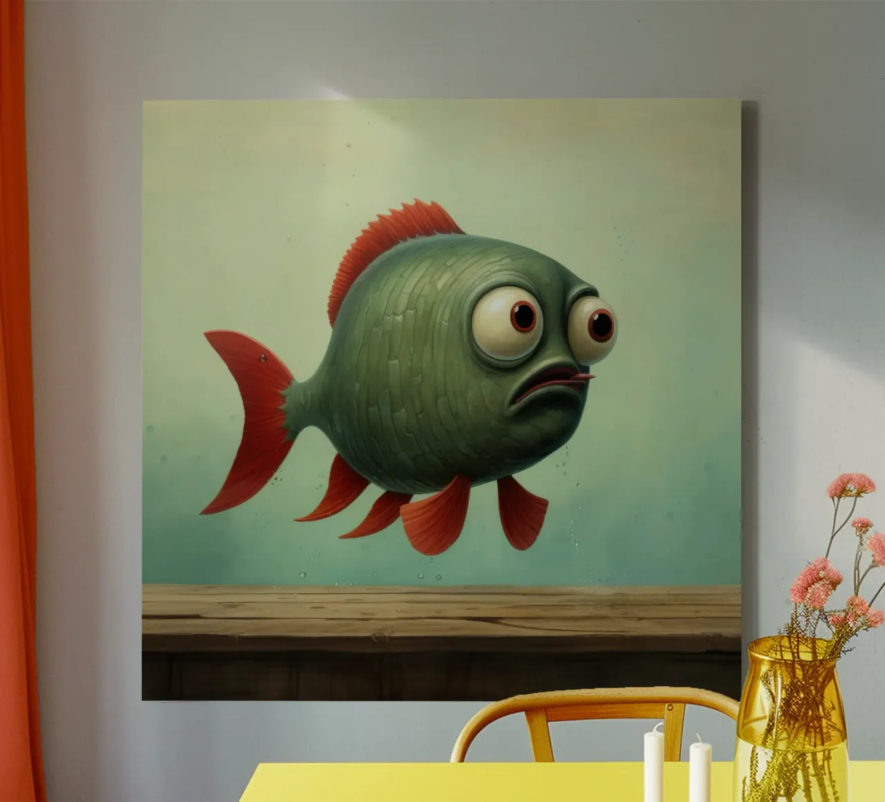 Piranha minimo 3 tela da Minimal Animal Art