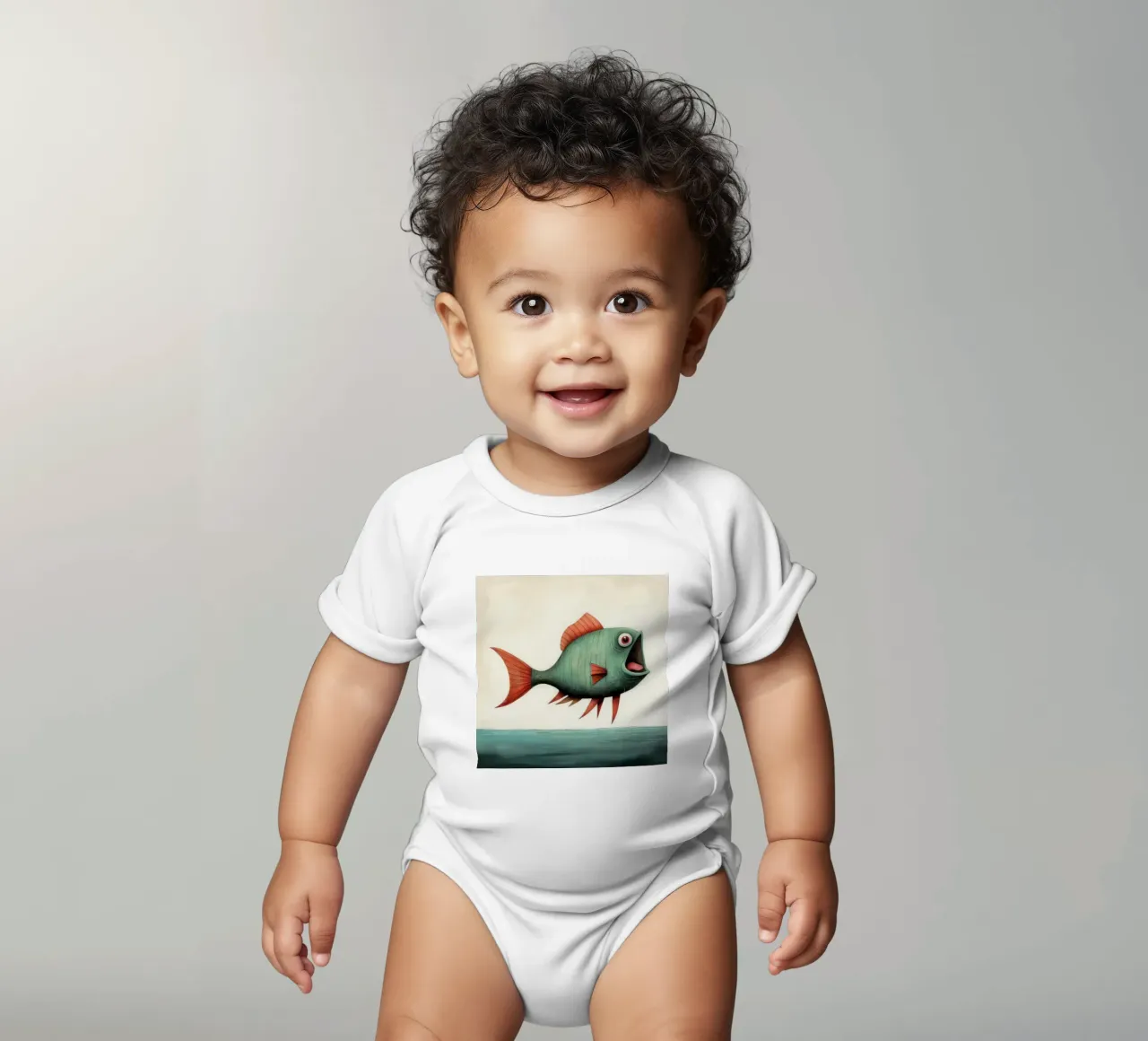 Piranha minimo 4 body neonato maniche corte da Minimal Animal Art