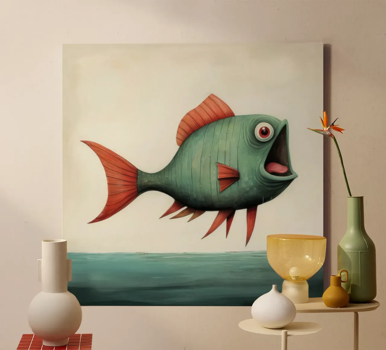 Piranha minimo 4 tela da Minimal Animal Art