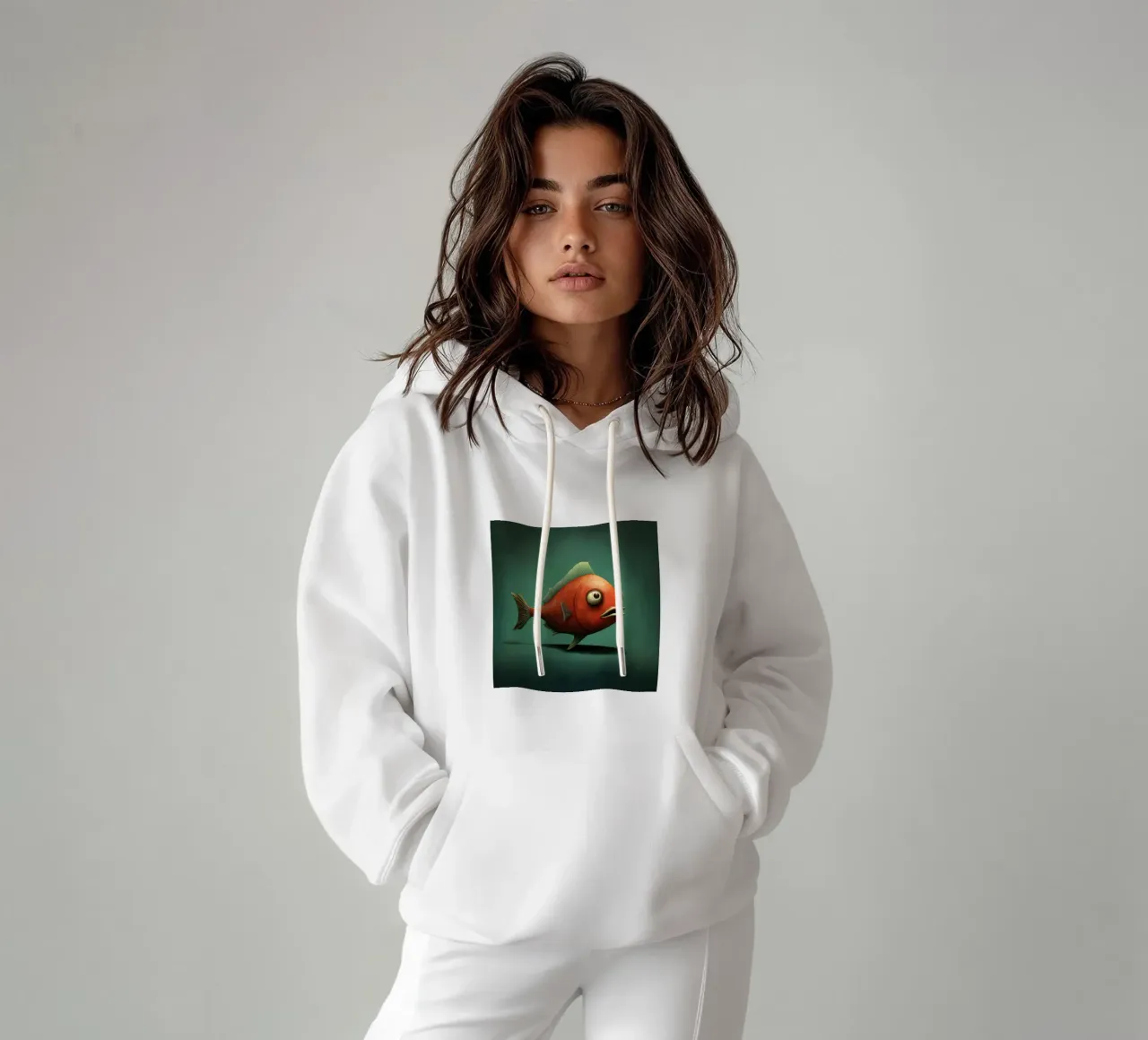 Piranha minimo 1 felpa con cappuccio da Minimal Animal Art