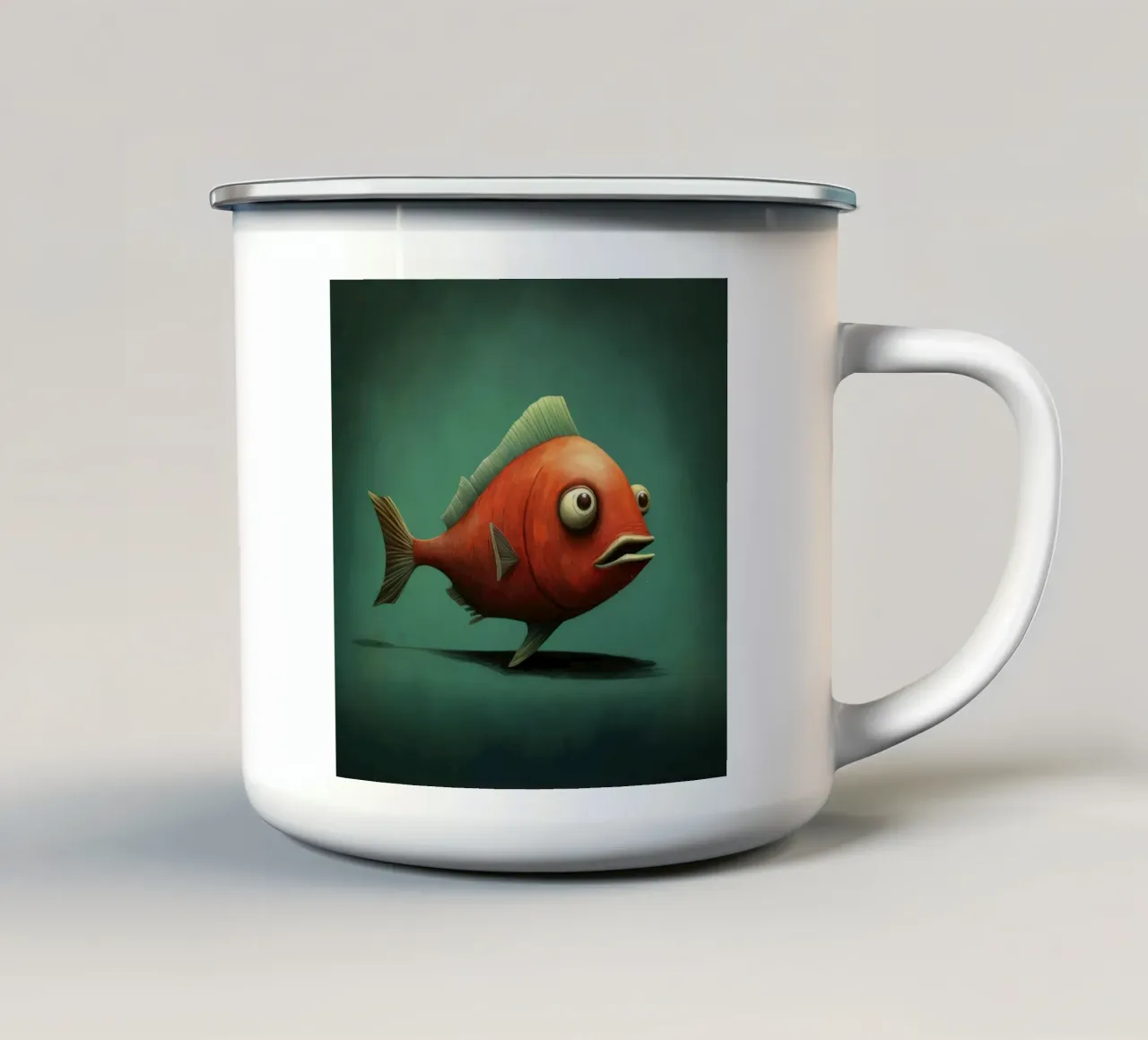 Piranha minimo 1 tazza in smalto da Minimal Animal Art