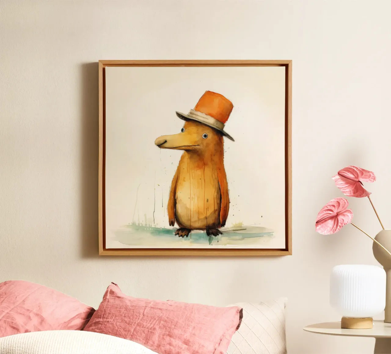 Minimal Platypus 2 canvas by Minimal Animal Art