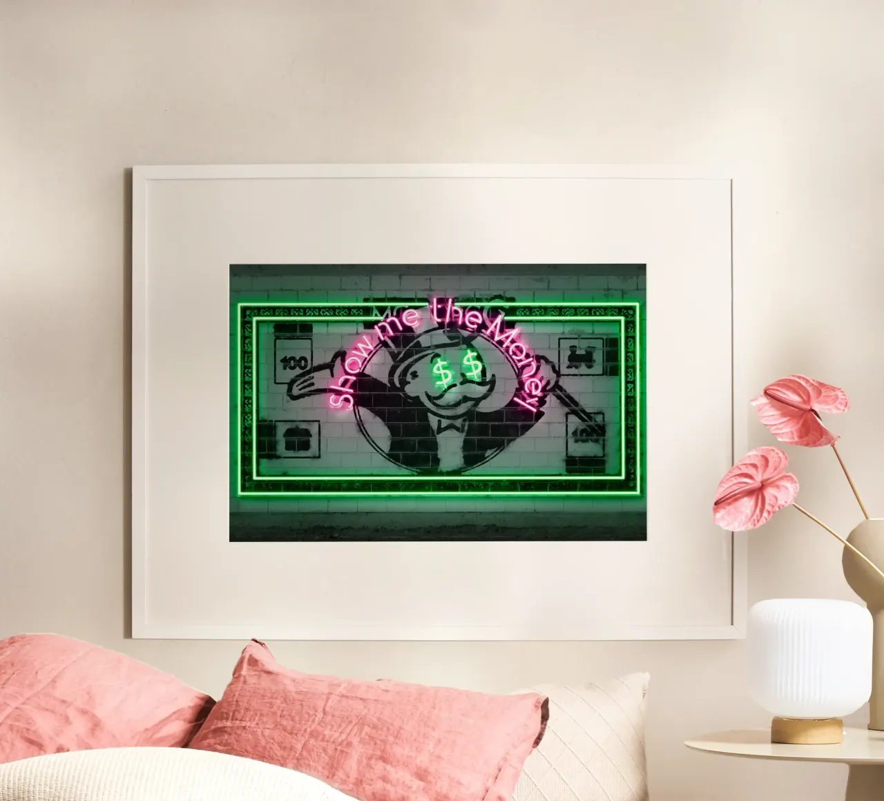 Show Me the Money poster con telaio in legno da Octavian
